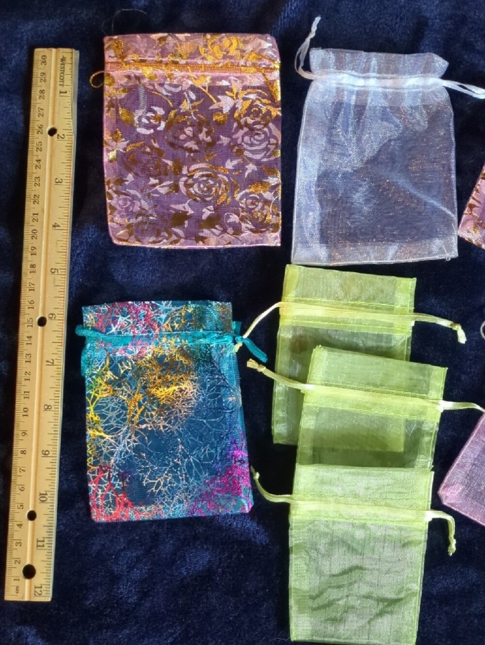9 Assorted Sheer Organization Drawstring Gift Bags - Multi-Color - Picture 2 of 8